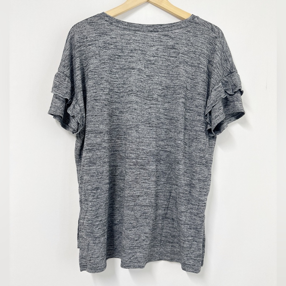 AVA & VIV ruffle sleeve high-low hem T-shirt gray size X(14) - Picture 2 of 5